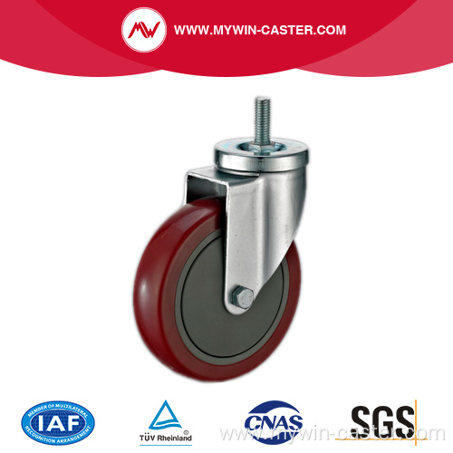 Threaded Stem Swivel Red PU Industrial Caster Wheels